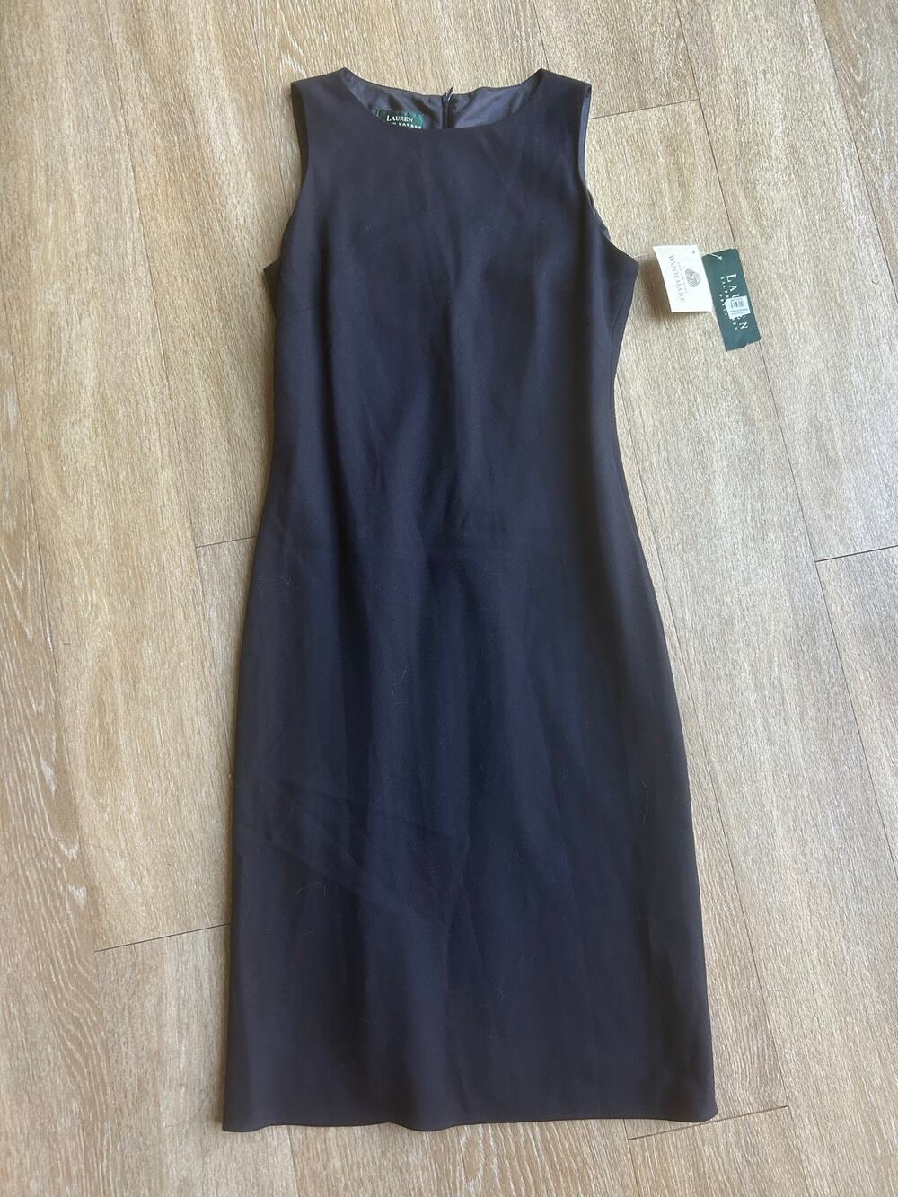 NWT Lauren Ralph Lauren Black Sleeveless Sheath career wool Midi Classic Work